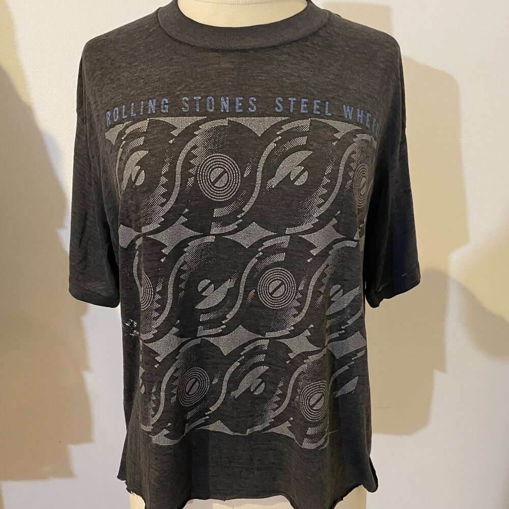 Vintage 1989 Rolling Stones Steel Wheels Band Tee cut off t shirt
